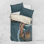 New Zealand Tui Bird Maripi Bedding Set Maori Weapon Kowhaiwhai Pattern