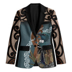 New Zealand Tui Bird Maripi Blazer Maori Weapon Kowhaiwhai Pattern