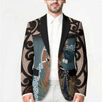 New Zealand Tui Bird Maripi Blazer Maori Weapon Kowhaiwhai Pattern