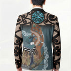 New Zealand Tui Bird Maripi Blazer Maori Weapon Kowhaiwhai Pattern