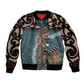 New Zealand Tui Bird Maripi Bomber Jacket Maori Weapon Kowhaiwhai Pattern