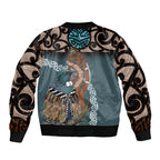 New Zealand Tui Bird Maripi Bomber Jacket Maori Weapon Kowhaiwhai Pattern