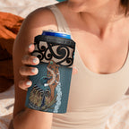 New Zealand Tui Bird Maripi 4 in 1 Can Cooler Tumbler Maori Weapon Kowhaiwhai Pattern