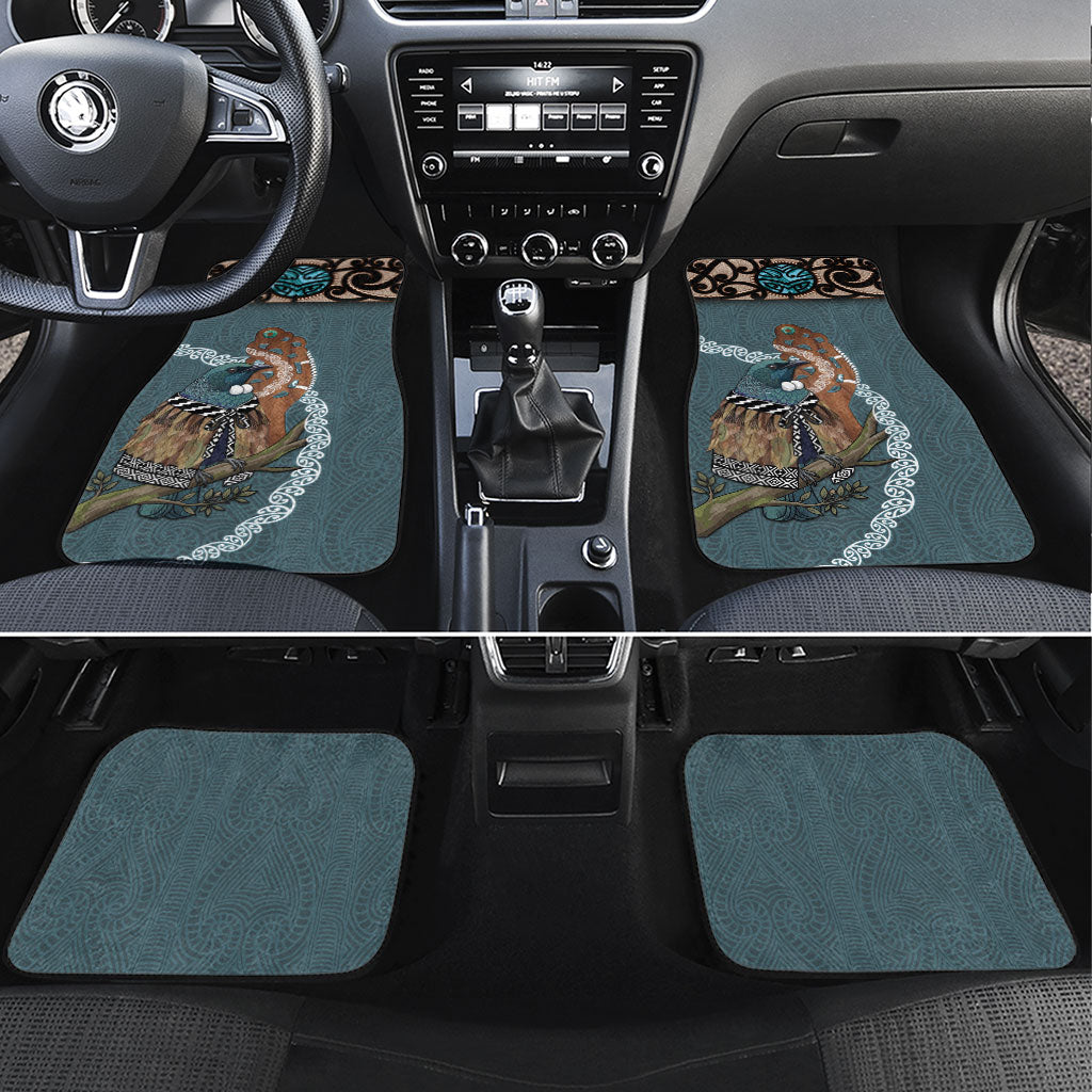 New Zealand Tui Bird Maripi Car Mats Maori Weapon Kowhaiwhai Pattern