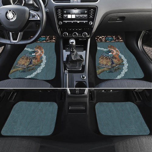 New Zealand Tui Bird Maripi Car Mats Maori Weapon Kowhaiwhai Pattern