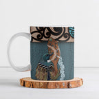 New Zealand Tui Bird Maripi Ceramic Mug Maori Weapon Kowhaiwhai Pattern