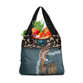 New Zealand Tui Bird Maripi Grocery Bag Maori Weapon Kowhaiwhai Pattern