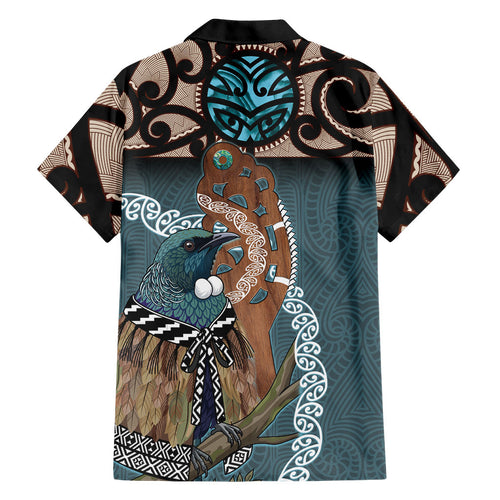 New Zealand Tui Bird Maripi Hawaiian Shirt Maori Weapon Kowhaiwhai Pattern