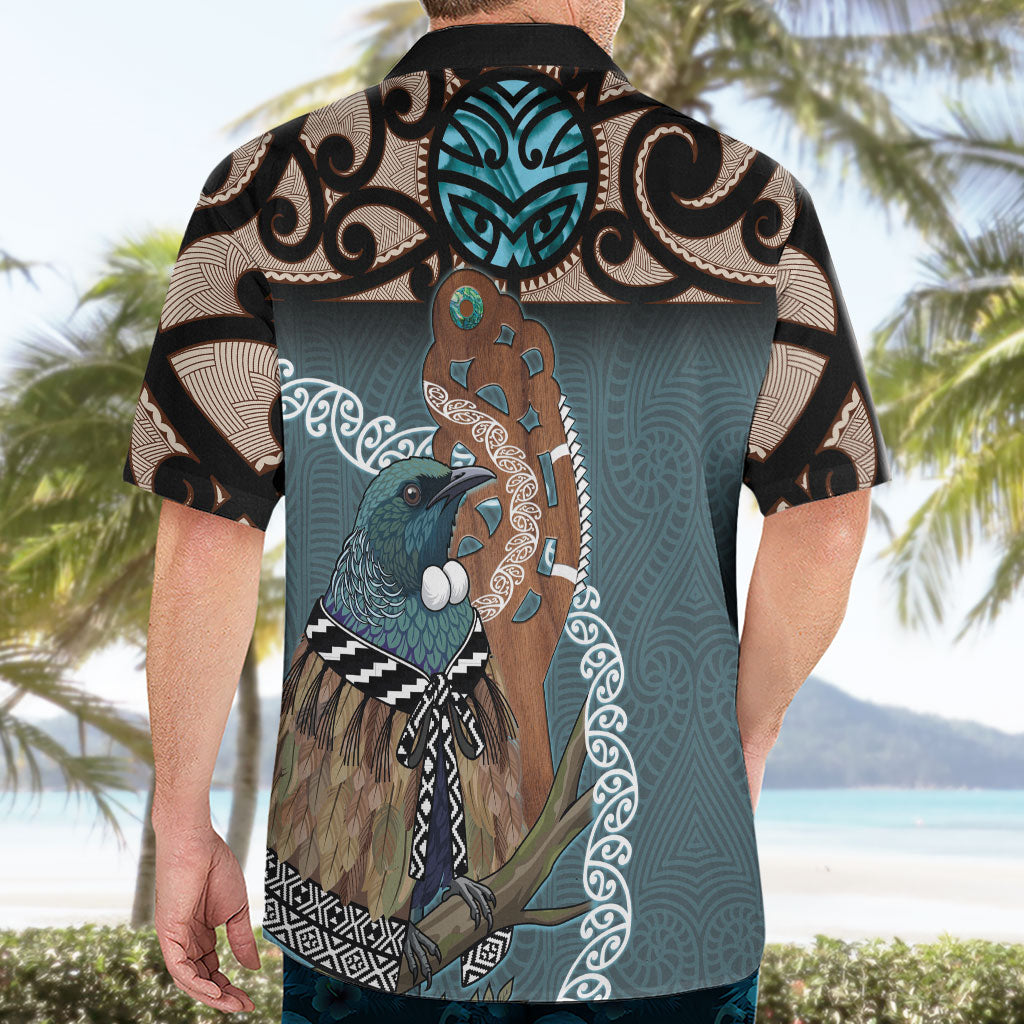 New Zealand Tui Bird Maripi Hawaiian Shirt Maori Weapon Kowhaiwhai Pattern
