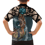 New Zealand Tui Bird Maripi Hawaiian Shirt Maori Weapon Kowhaiwhai Pattern