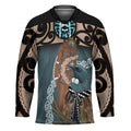New Zealand Tui Bird Maripi Hockey Jersey Maori Weapon Kowhaiwhai Pattern