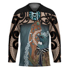 New Zealand Tui Bird Maripi Hockey Jersey Maori Weapon Kowhaiwhai Pattern