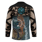 New Zealand Tui Bird Maripi Hockey Jersey Maori Weapon Kowhaiwhai Pattern