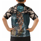 New Zealand Tui Bird Maripi Kid Hawaiian Shirt Maori Weapon Kowhaiwhai Pattern LT22