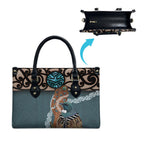 New Zealand Tui Bird Maripi Leather Bag Maori Weapon Kowhaiwhai Pattern