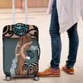 New Zealand Tui Bird Maripi Luggage Cover Maori Weapon Kowhaiwhai Pattern