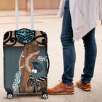 New Zealand Tui Bird Maripi Luggage Cover Maori Weapon Kowhaiwhai Pattern
