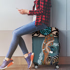 New Zealand Tui Bird Maripi Luggage Cover Maori Weapon Kowhaiwhai Pattern