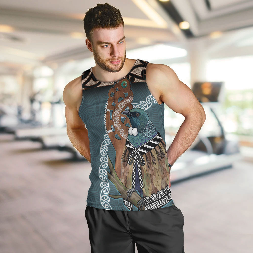New Zealand Tui Bird Maripi Men Tank Top Maori Weapon Kowhaiwhai Pattern