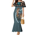 New Zealand Tui Bird Maripi Mermaid Dress Maori Weapon Kowhaiwhai Pattern