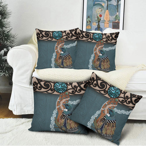 New Zealand Tui Bird Maripi Pillow Cover Maori Weapon Kowhaiwhai Pattern