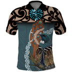 New Zealand Tui Bird Maripi Polo Shirt Maori Weapon Kowhaiwhai Pattern