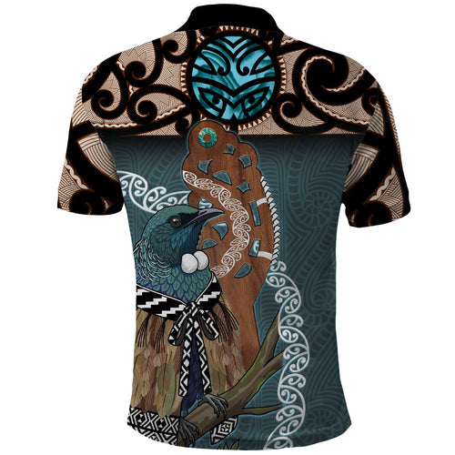 New Zealand Tui Bird Maripi Polo Shirt Maori Weapon Kowhaiwhai Pattern