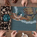 New Zealand Tui Bird Maripi Puzzle Maori Weapon Kowhaiwhai Pattern