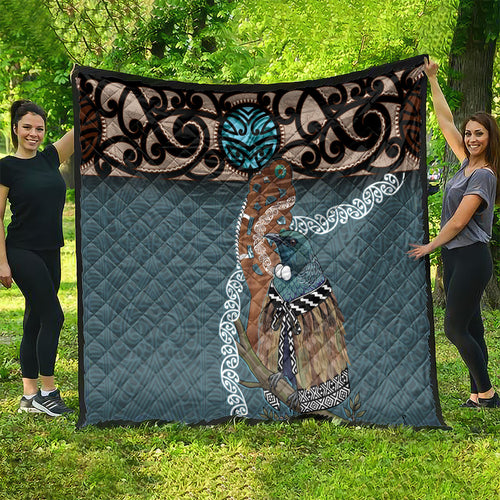 New Zealand Tui Bird Maripi Quilt Maori Weapon Kowhaiwhai Pattern