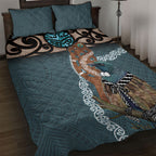 New Zealand Tui Bird Maripi Quilt Bed Set Maori Weapon Kowhaiwhai Pattern