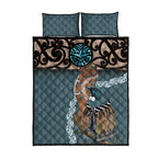 New Zealand Tui Bird Maripi Quilt Bed Set Maori Weapon Kowhaiwhai Pattern
