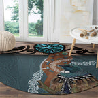 New Zealand Tui Bird Maripi Round Carpet Maori Weapon Kowhaiwhai Pattern