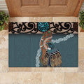 New Zealand Tui Bird Maripi Rubber Doormat Maori Weapon Kowhaiwhai Pattern