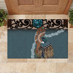 New Zealand Tui Bird Maripi Rubber Doormat Maori Weapon Kowhaiwhai Pattern