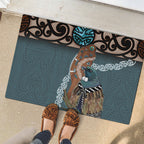 New Zealand Tui Bird Maripi Rubber Doormat Maori Weapon Kowhaiwhai Pattern