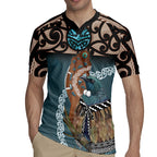 New Zealand Tui Bird Maripi Rugby Jersey Maori Weapon Kowhaiwhai Pattern