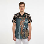 New Zealand Tui Bird Maripi Scrub Top Maori Weapon Kowhaiwhai Pattern