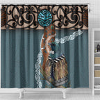 New Zealand Tui Bird Maripi Shower Curtain Maori Weapon Kowhaiwhai Pattern
