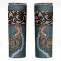 New Zealand Tui Bird Maripi Skinny Tumbler Maori Weapon Kowhaiwhai Pattern