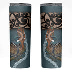 New Zealand Tui Bird Maripi Skinny Tumbler Maori Weapon Kowhaiwhai Pattern