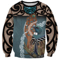 New Zealand Tui Bird Maripi Sweatshirt Maori Weapon Kowhaiwhai Pattern