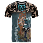 New Zealand Tui Bird Maripi T Shirt Maori Weapon Kowhaiwhai Pattern