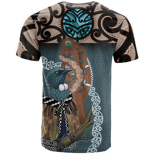 New Zealand Tui Bird Maripi T Shirt Maori Weapon Kowhaiwhai Pattern