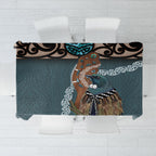 New Zealand Tui Bird Maripi Tablecloth Maori Weapon Kowhaiwhai Pattern
