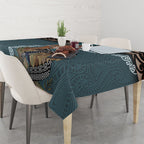 New Zealand Tui Bird Maripi Tablecloth Maori Weapon Kowhaiwhai Pattern