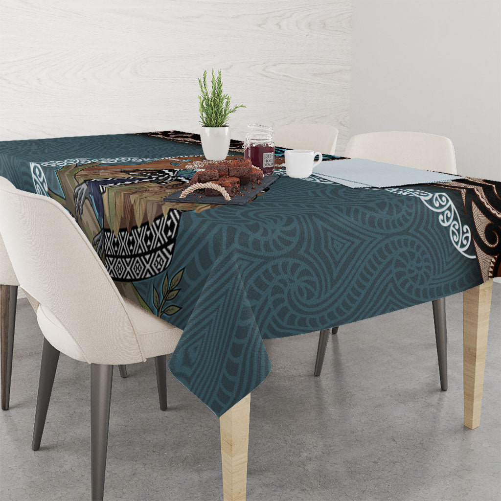 New Zealand Tui Bird Maripi Tablecloth Maori Weapon Kowhaiwhai Pattern