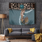 New Zealand Tui Bird Maripi Tapestry Maori Weapon Kowhaiwhai Pattern
