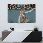 New Zealand Tui Bird Maripi Tapestry Maori Weapon Kowhaiwhai Pattern