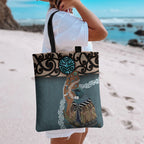 New Zealand Tui Bird Maripi Tote Bag Maori Weapon Kowhaiwhai Pattern