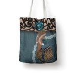 New Zealand Tui Bird Maripi Tote Bag Maori Weapon Kowhaiwhai Pattern